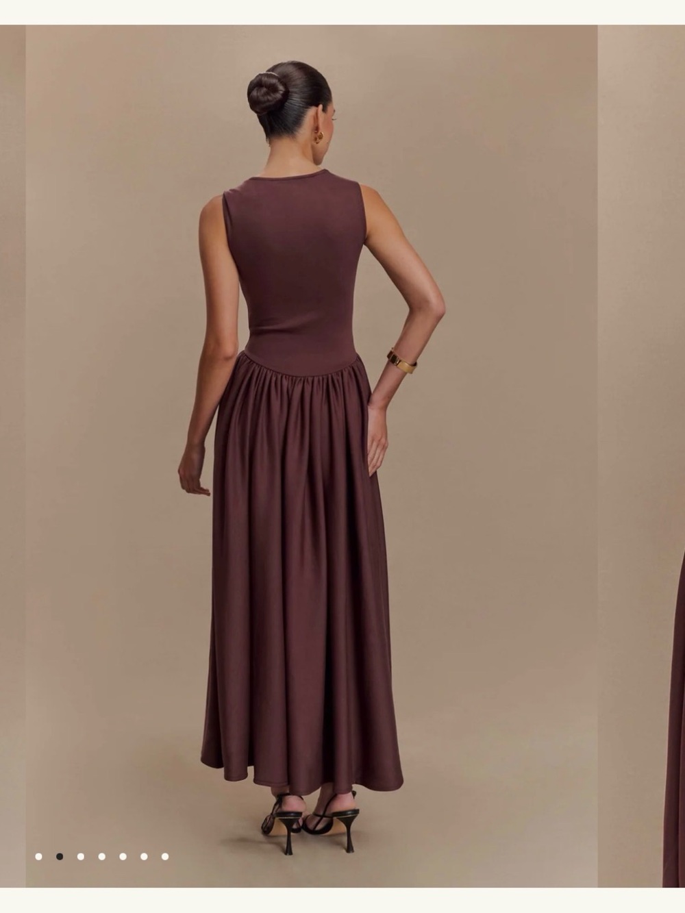 Meshki Chocolate Brown Scoop Neck Midi Dress - Picture 3 of 5